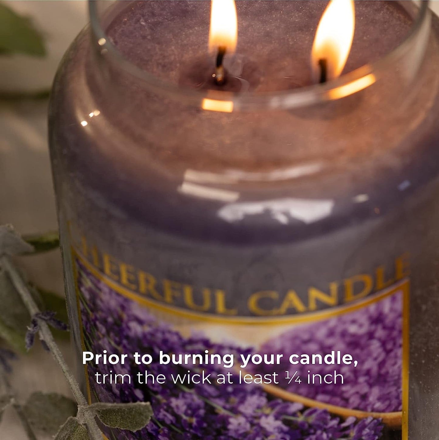 A Cheerful Giver - Lavender Vanilla Scented Glass Jar Candle (24 Oz) with Lid & True to Life Fragrance Made in USA
