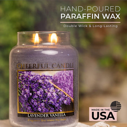A Cheerful Giver - Lavender Vanilla Scented Glass Jar Candle (24 Oz) with Lid & True to Life Fragrance Made in USA