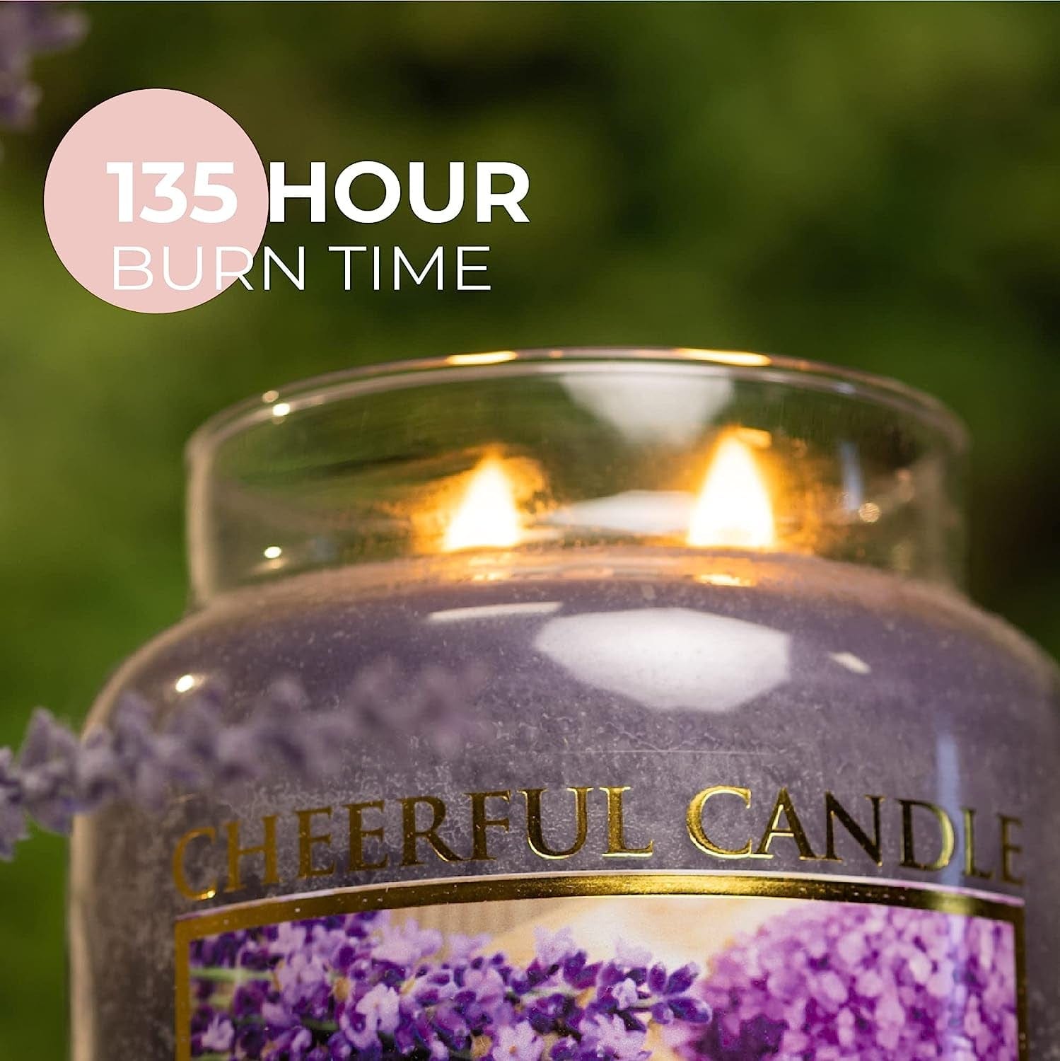 A Cheerful Giver - Lavender Vanilla Scented Glass Jar Candle (24 Oz) with Lid & True to Life Fragrance Made in USA