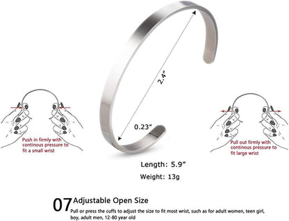 A N Kingpiin Inspirational Bracelets Stainless Steel Cuff Bangle Gifts for Women, Men Teens Girls -Motivational Mantra Quote Inspirational Jewelry for Friendship Encouragement with Gift Box Apparel & Accessories > Jewelry > Bracelets A N KINGPiiN   
