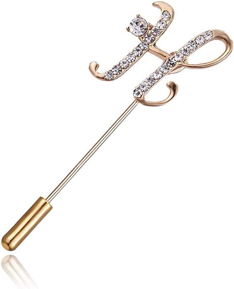 a to Z Initial 26 English Letters Brooch Pin, Silver Plated Metal Clear AAA+ Crystal Suit Lapel Pin Brooches Collar Custom Monogram Letter Pins Jewelry Unisex H