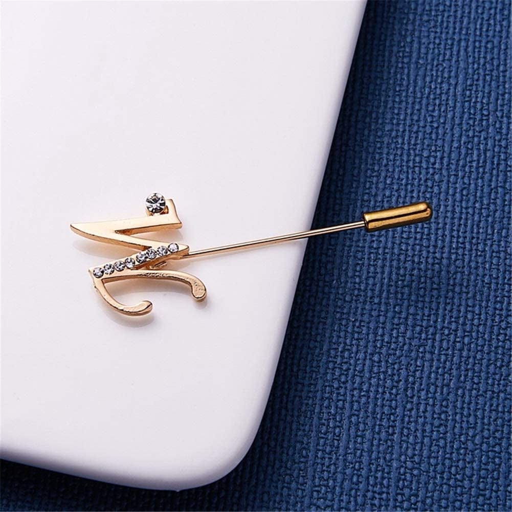a to Z Initial 26 English Letters Brooch Pin, Silver Plated Metal Clear AAA+ Crystal Suit Lapel Pin Brooches Collar Custom Monogram Letter Pins Jewelry Unisex