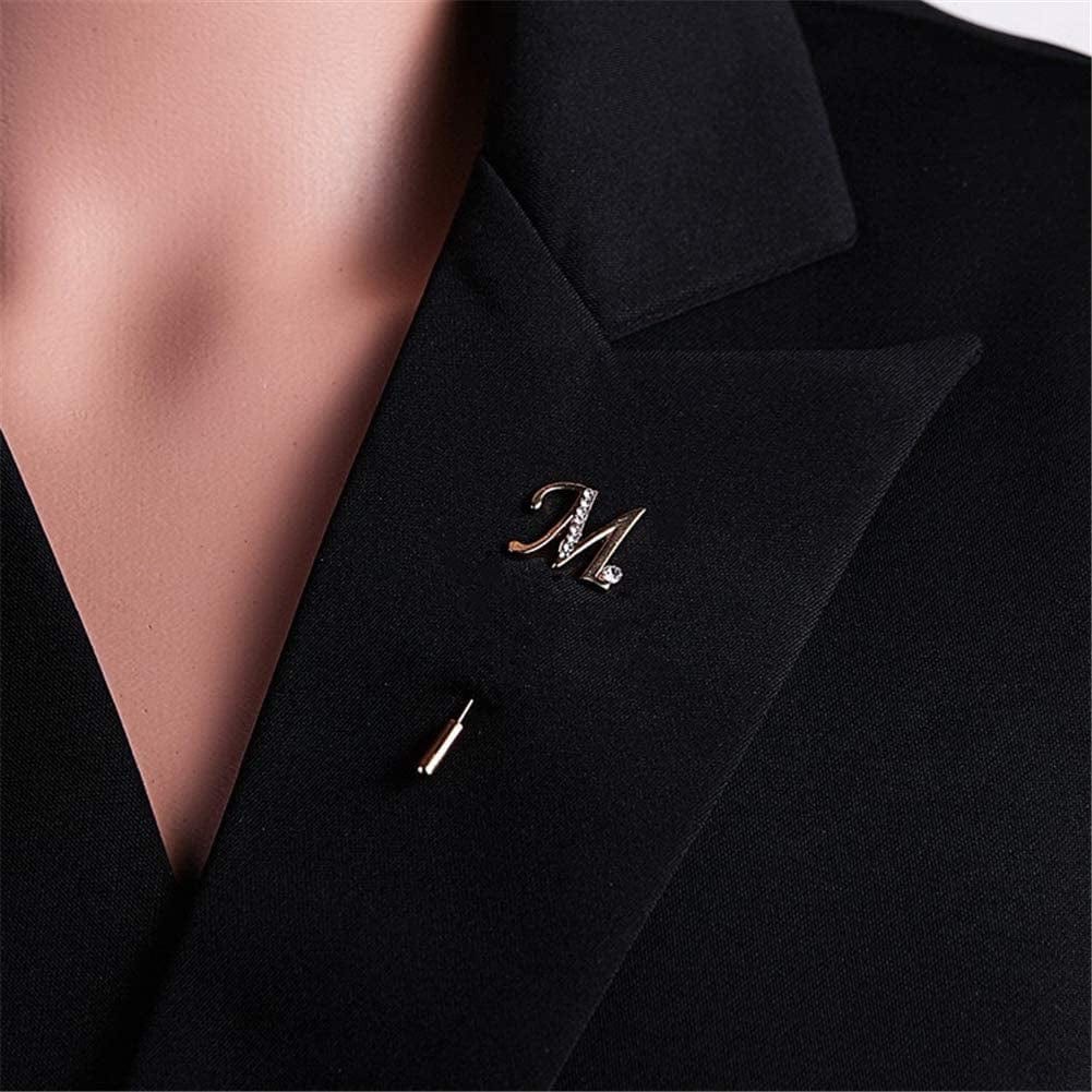 a to Z Initial 26 English Letters Brooch Pin, Silver Plated Metal Clear AAA+ Crystal Suit Lapel Pin Brooches Collar Custom Monogram Letter Pins Jewelry Unisex