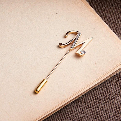 a to Z Initial 26 English Letters Brooch Pin, Silver Plated Metal Clear AAA+ Crystal Suit Lapel Pin Brooches Collar Custom Monogram Letter Pins Jewelry Unisex