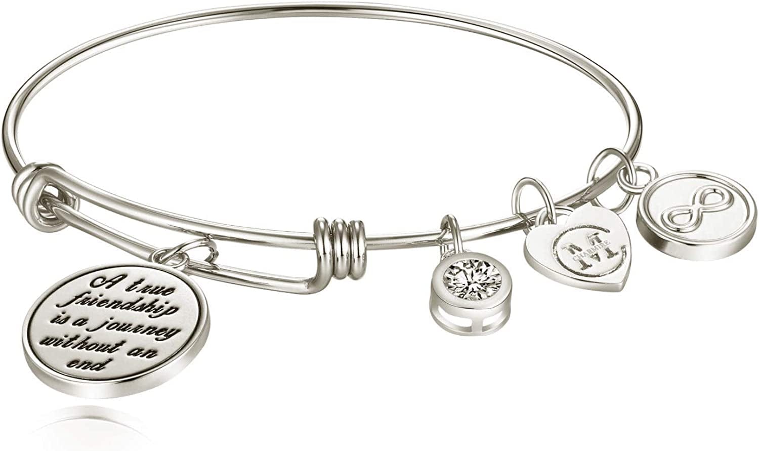 A True Friendship Is a Journey without an End Womens Charm Bangle Bracelet Jewelry Gifts Apparel & Accessories > Jewelry > Bracelets Charmire White Gold  