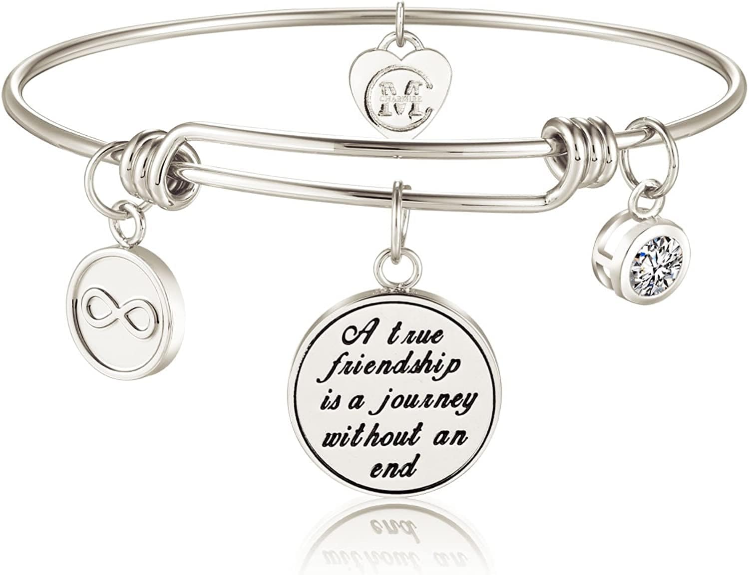 A True Friendship Is a Journey without an End Womens Charm Bangle Bracelet Jewelry Gifts Apparel & Accessories > Jewelry > Bracelets Charmire   