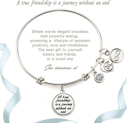 A True Friendship Is a Journey without an End Womens Charm Bangle Bracelet Jewelry Gifts Apparel & Accessories > Jewelry > Bracelets Charmire   