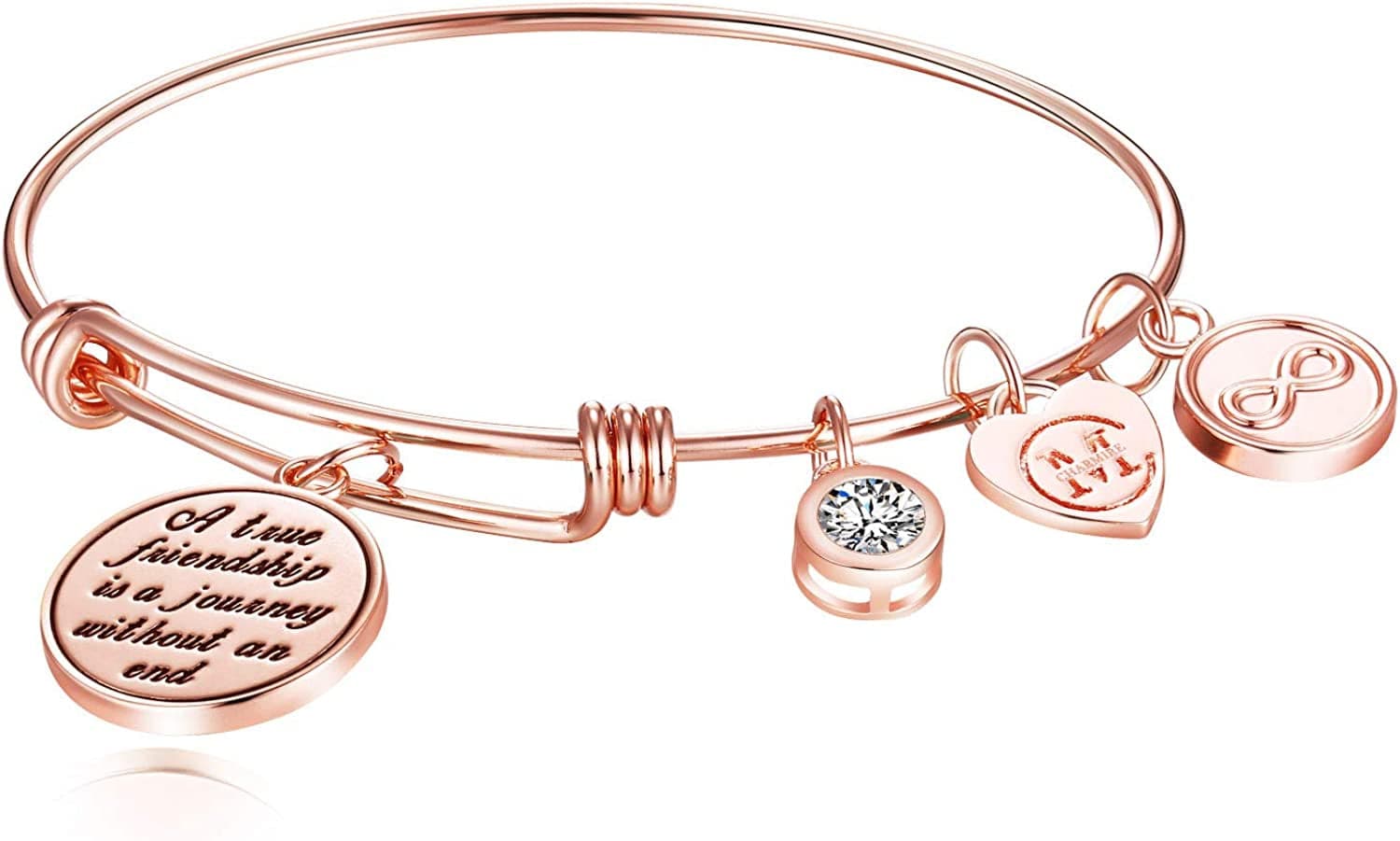 A True Friendship Is a Journey without an End Womens Charm Bangle Bracelet Jewelry Gifts Apparel & Accessories > Jewelry > Bracelets Charmire Rose Gold  