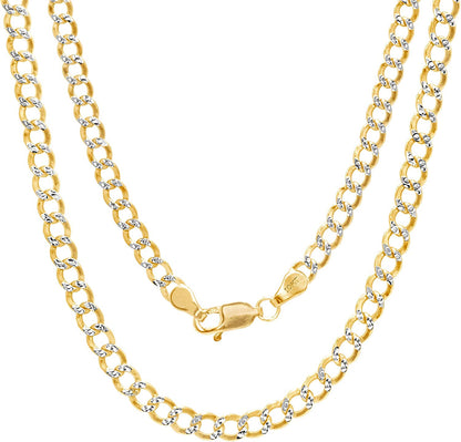 Nuragold 10K Yellow Gold 3.5Mm Cuban Chain Curb Link Diamond Cut Pave Two Tone Bracelet or Anklet, Womens Mens Lobster Clasp 7" 7.5" 8" 8.5" 9" Apparel & Accessories > Jewelry > Anklets NuraGold   