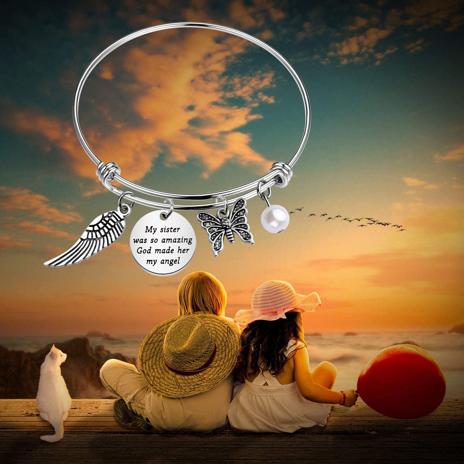 CYTING Sister Memorial Bracelet My Sister Was so Amazing God Made Her My Angel in Memory of Sister Remembrance Jewelry Loss of Sister Sympathy Gift Apparel & Accessories > Jewelry > Bracelets CYTING   