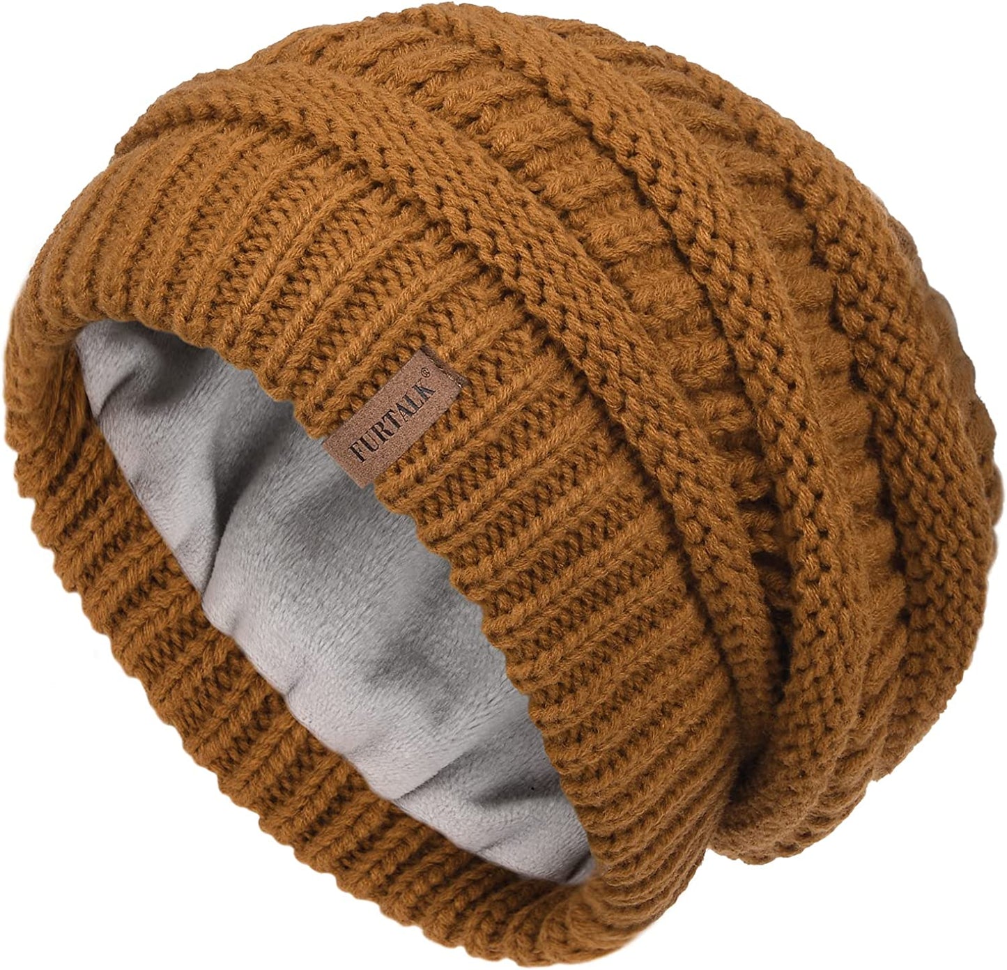 FURTALK Knit Beanie Hats for Women Men Fleece Lined Ski Skull Cap Slouchy Winter Hat Apparel & Accessories > Clothing Accessories > Hats KYLIE MAX Bkhaki  