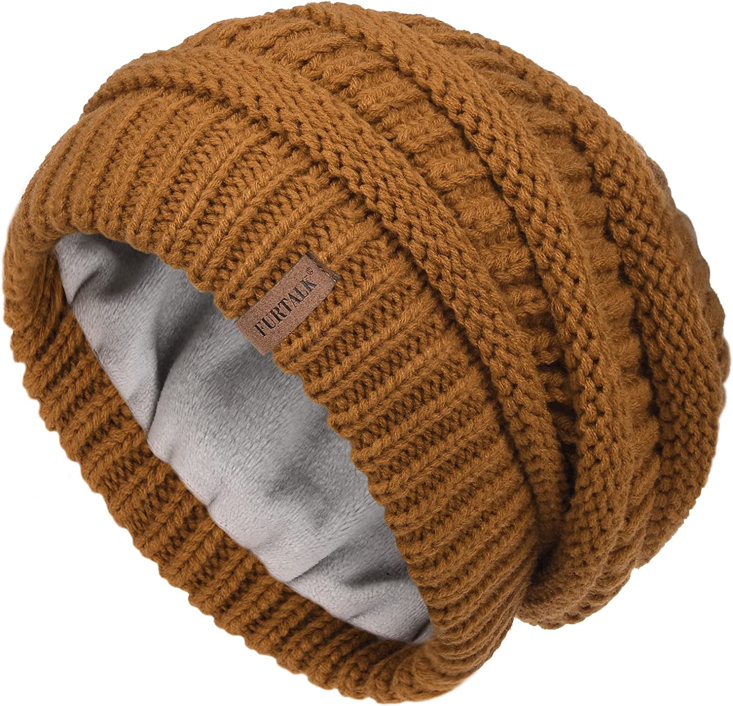FURTALK Knit Beanie Hats for Women Men Fleece Lined Ski Skull Cap Slouchy Winter Hat Apparel & Accessories > Clothing Accessories > Hats KYLIE MAX Bkhaki  