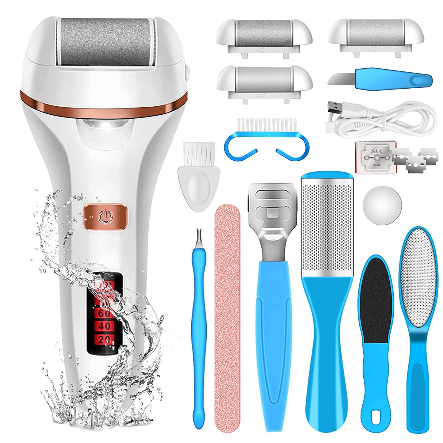 Electric Foot File Callus Remover, Rechargeable Callous Removers for Feet, Professional Foot Care Kit Foot Rasp Dead Skin Remover Pedicure Kit with Power Display for Men Women Salon or Home Best Gift Health & Beauty > Personal Care > Foot Care iToncs White  