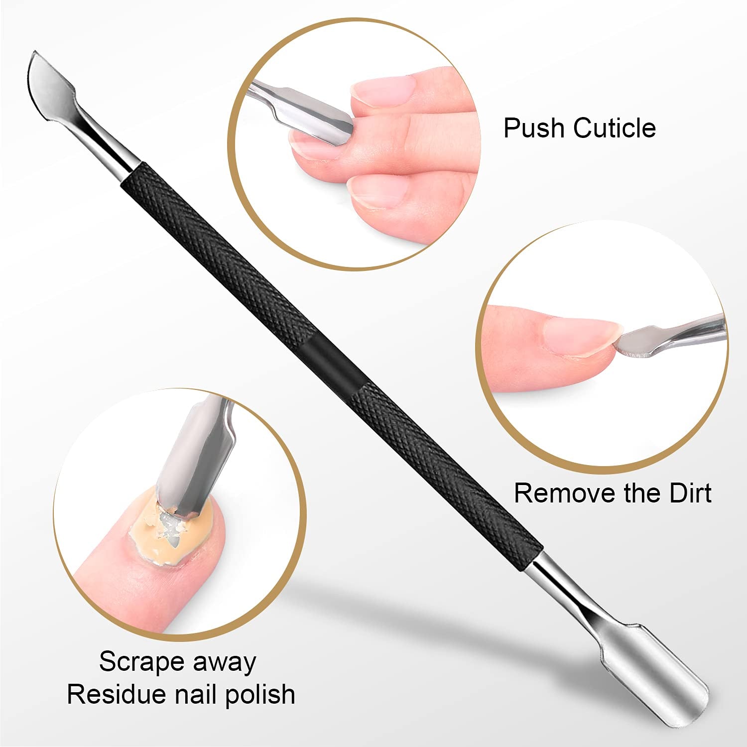Cuticle Trimmer with Cuticle Pusher, Easkep Cuticle Remover Cuticle Nipper Professional Stainless Steel Cuticle Cutter Clipper Pedicure Manicure Tools for Fingernails and Toenails (D501-Black) Health & Beauty > Personal Care > Cosmetics > Cosmetic Tools > Nail Tools Easkep   