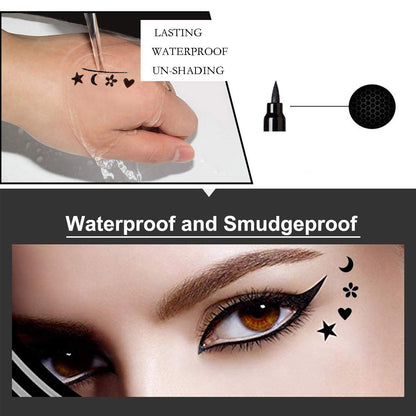 Fantexy Double-Headed Eyeliner Stamp, Eyeliner Pencil Pen with Eye Makeup Stamp, Waterproof, Double Sided & Long Lasting Seal Tattoo Makeup Tool Black No Smudge (Heart/Moon/Star/Flowers）Shape Stamp Pen 4 Pcs Health & Beauty > Personal Care > Cosmetics > Cosmetic Tools > Makeup Tools FANTEXY   
