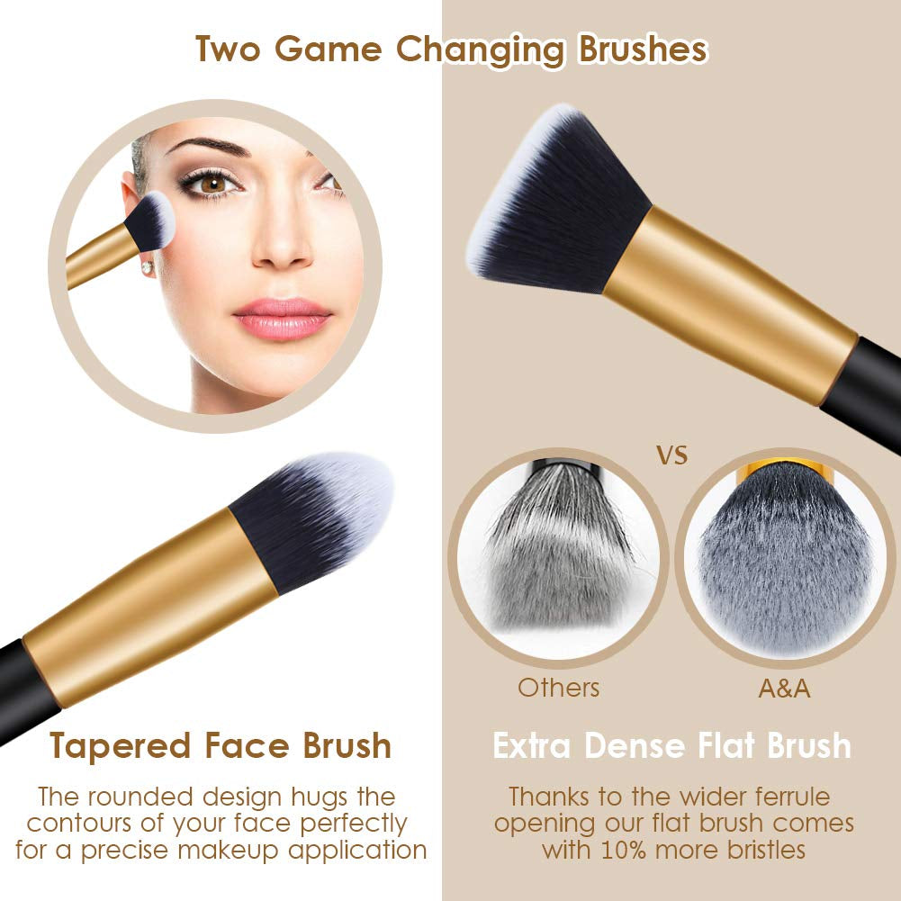 Foundation Brushes for Makeup - Professional Cosmetic Tools 15 Pcs and 1 PCS Silicone Face Mask Brush Are Made of Solid Wood Handle Black Mix Rose Gold Health & Beauty > Personal Care > Cosmetics > Cosmetic Tools > Makeup Tools A&A   