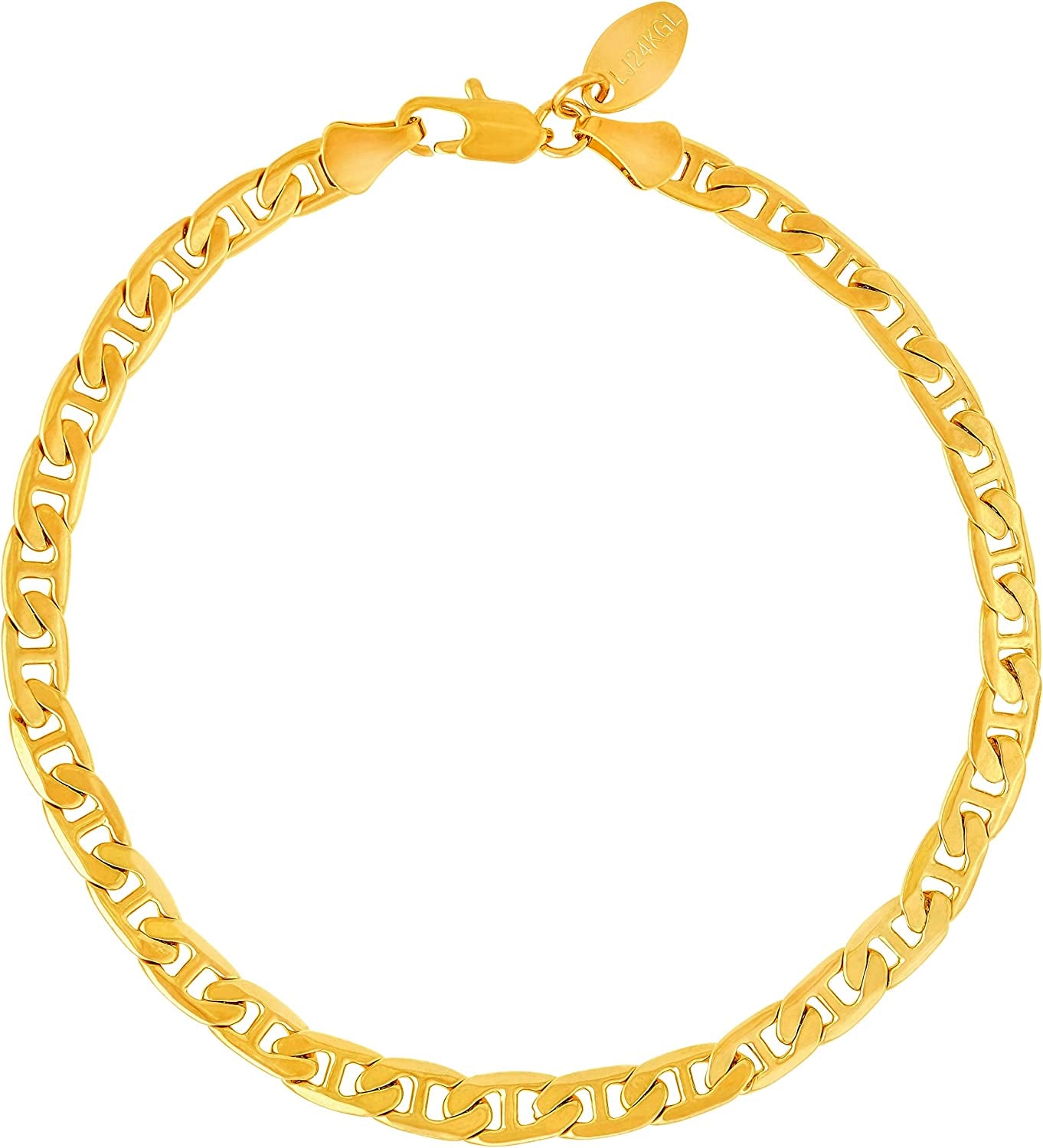 LIFETIME JEWELRY 5Mm Mariner Link Anklet for Women & Girls 24K Gold Plated Bracelet Apparel & Accessories > Jewelry > Anklets LIFETIME JEWELRY 11.0 Inches  