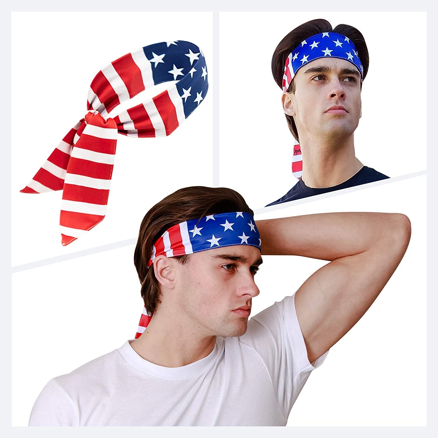 USA Patriots American Flag Sports Bandana for Men & Women: Sweat-Wicking Headband for Exercise, Running, Tennis, Football, Volleyball, Athletics Apparel & Accessories > Clothing Accessories > Bandanas & Headties Monkey Movement   