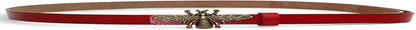 Moyoto Women'S 0.7″Thin Vintage Copper Bee Buckle Leather Belts Casual Dress Belts Apparel & Accessories > Clothing Accessories > Belts MoYoTo Red  