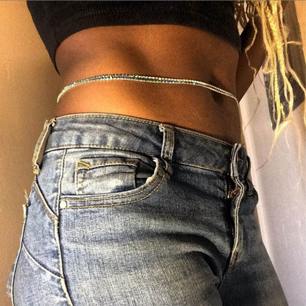 Relbcy Boho Crystal Waist Chain Belly Body Chain Festival Body Jewelry Nightclub Accessories for Women and Girls Apparel & Accessories > Jewelry > Body Jewelry Relbcy   