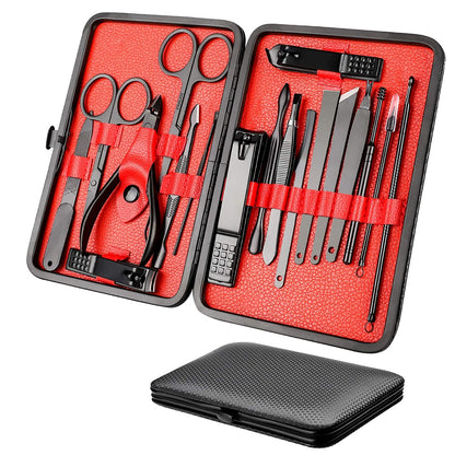 Manicure Set Nail Clippers Pedicure Set, 18 in 1 Professional Grooming Kit Stainless Steel Nail Scissors Nail Cutter Foot Care Tools Fingernail Clippers for Men and Women with Portable Travel Case Health & Beauty > Personal Care > Foot Care SUNJOYCO   