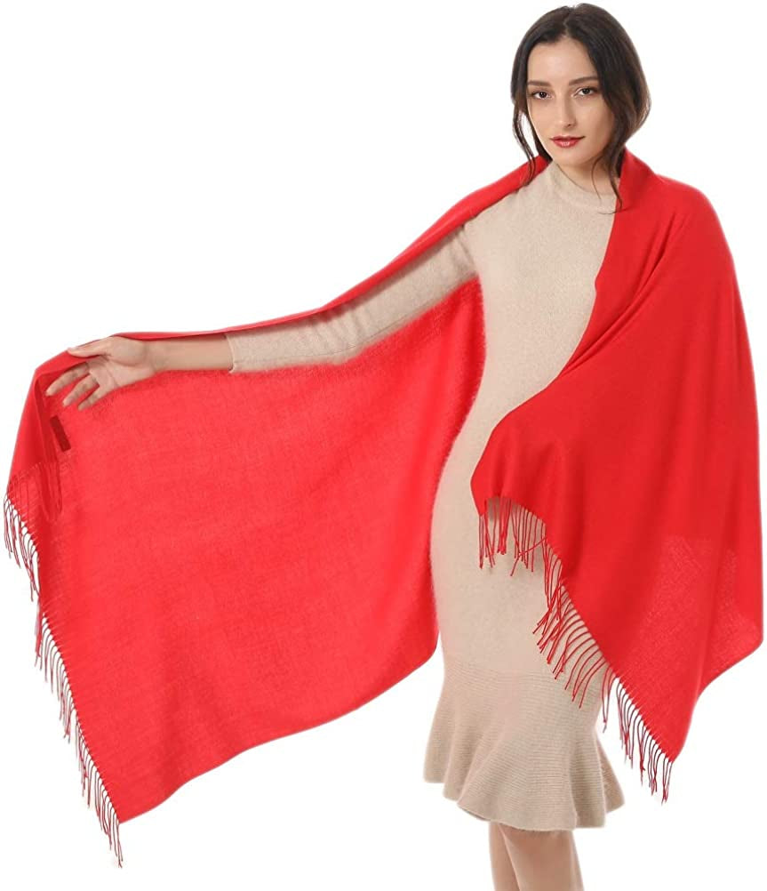 Women Shawl Wrap Scarf Pashmina Gifts Idea Wedding Christmas Birthday Large Soft Stole Apparel & Accessories > Clothing Accessories > Scarves & Shawls Gomust Light Red  
