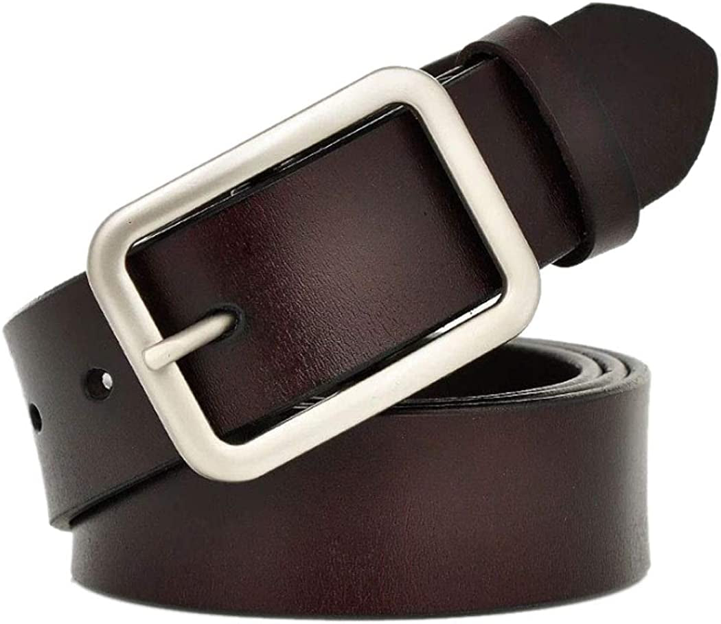 Vonsely Womens Leather Belt for Jeans, Black Leather Waist Belts with Pin Buckles Apparel & Accessories > Clothing Accessories > Belt Buckles VONSELY Coffee Style2 Suit Waistline 35"-37" 