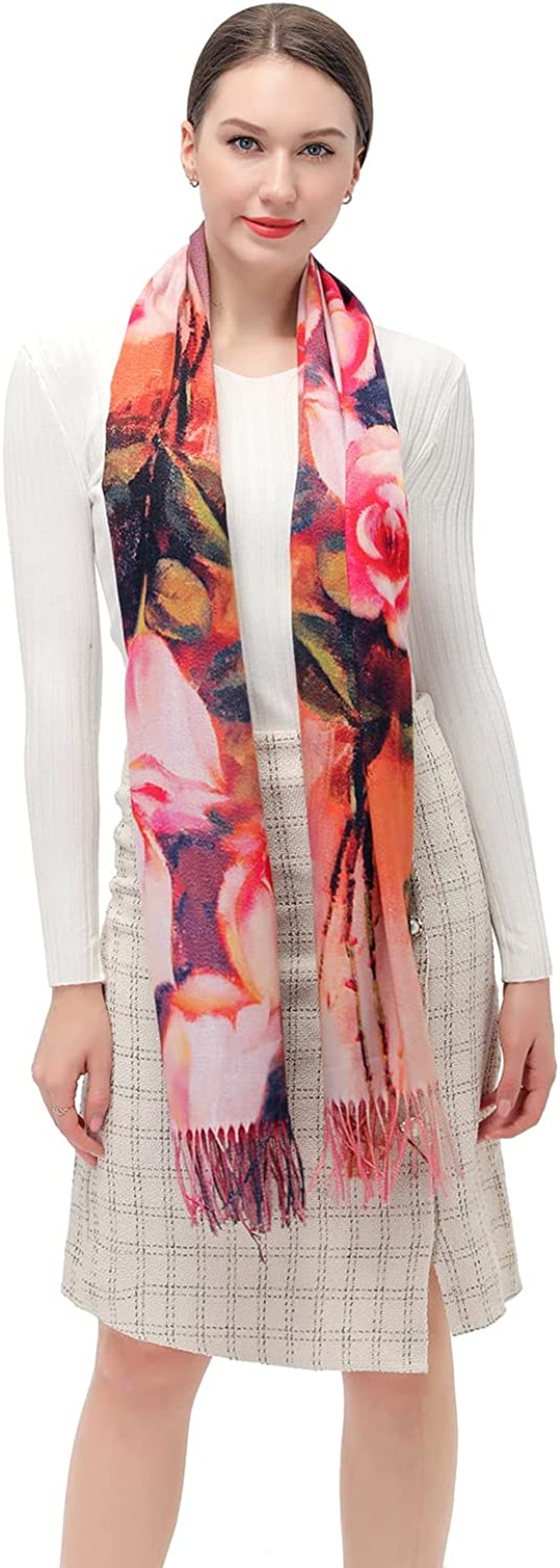 Women'S Fashion Scarf with Art Printed Tassel Soft Cashmere Warm Large Blanket Wrap Shawl for Gift Apparel & Accessories > Clothing Accessories > Scarves & Shawls XYBJ No20  