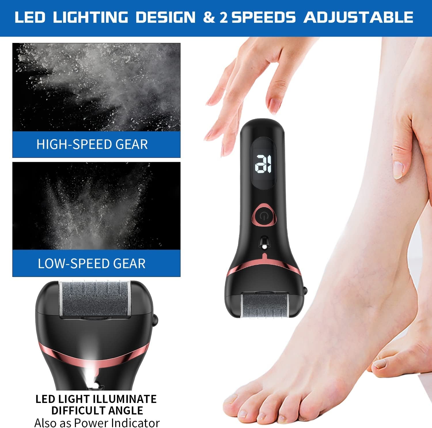 Electric Foot Callus Remover, Rechargeable Portable Electronic Foot File Pedicure Kits, Waterproof Foot Scrubber File, Professional Pedicure Tools, Foot Care for Dead Skin Ideal Gift, 3 Rollers Health & Beauty > Personal Care > Foot Care Geopu   