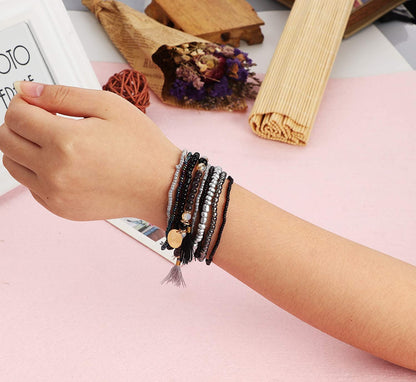 MILACOLATO 6Sets Boho Bead Bracelets Set Multilayered Stackable Bracelets Comfortable Stretch Bracelets Multicolor Bohemian Charm Bracelets for Women Girls Apparel & Accessories > Jewelry > Bracelets MILACOLATO   