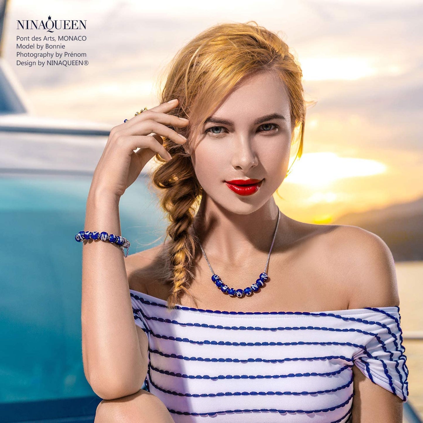 NINAQUEEN Letter Charms A-Z Beads, 925 Sterling Silver with Enamel and Cubic Zirconia, Fit Charms Bracelet and Necklace, Jewelry Box for Personalized Gift Apparel & Accessories > Jewelry > Bracelets NINAQUEEN   