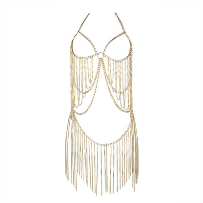 Maijiao Adjustable Gold Body Chain Set - Boho Summer Beach Bikini Belly Chain Jewelry for Women Rave Full Body Jewelry Layered Bra Chain Necklace Chain Dress Apparel & Accessories > Jewelry > Body Jewelry Maijiao Gold-5  