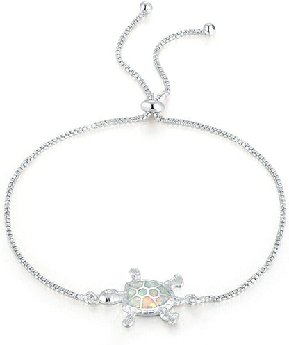Cinily Adjustable Fire Opal Bracelets for Women Girls White Gold/Rose Gold Plated Gemstone Bracelet Opal Jewelry Gifts Apparel & Accessories > Jewelry > Bracelets Shenzhen Xi En Jewelry co.,ltd turtle-white  