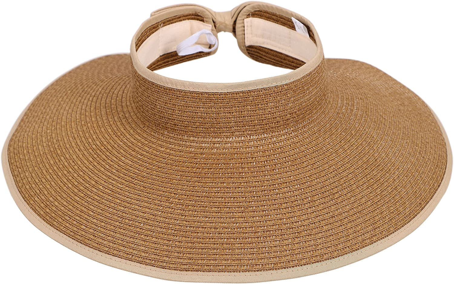 Simplicity Women'S UPF 50+ Wide Brim Roll-Up Straw Sun Hat Sun Visor Apparel & Accessories > Clothing Accessories > Hats Simplicity Light Coffee  