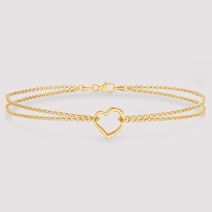 Ross-Simons 14Kt Yellow Gold 2-Strand Heart Center Anklet. 10 Inches Apparel & Accessories > Jewelry > Anklets Ross-Simons   