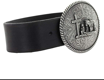 Montana Silversmiths Christian Faith Series Attitude Western Belt Buckle (Christian Cowboy - Antiqued Silver) Apparel & Accessories > Clothing Accessories > Belt Buckles Montana Silversmiths   