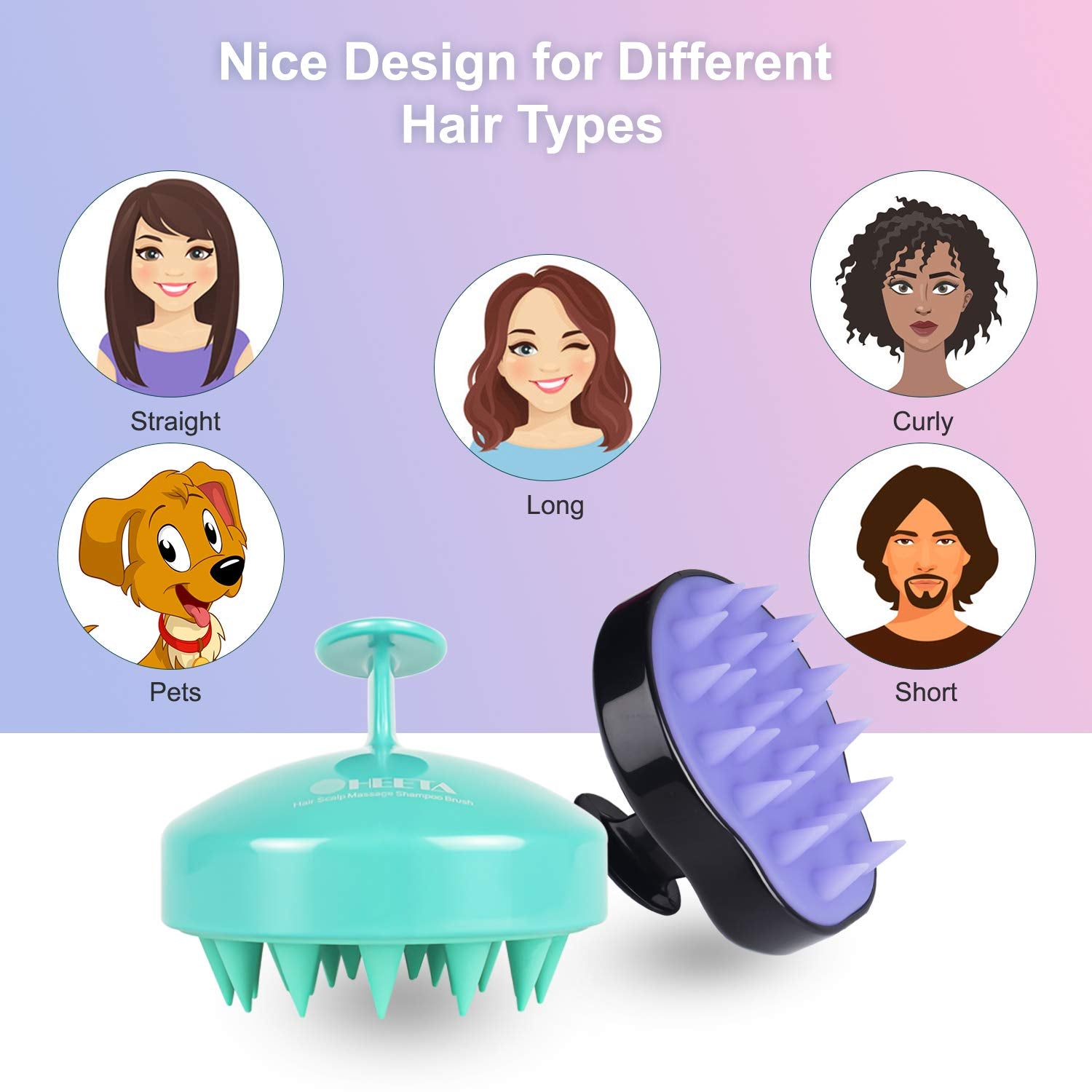 HEETA Hair Scalp Massager Shampoo Brush 2 Pack, Soft Silicone Bristles to Remove Dandruff, Waterproof Hair Scrubber for Both Wet Dry Hair, Suitable for Men & Women (Green & Black) Health & Beauty > Personal Care > Hair Care HEETA   