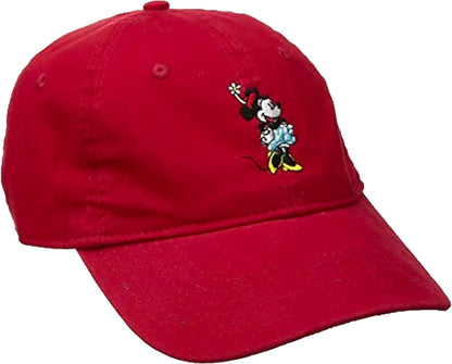Concept One Disney Minnie Mouse Embroidered Cotton Adjustable Dad Hat, Baseball Cap with Curved Brim Apparel & Accessories > Clothing Accessories > Hats Concept One Crimson One Size 