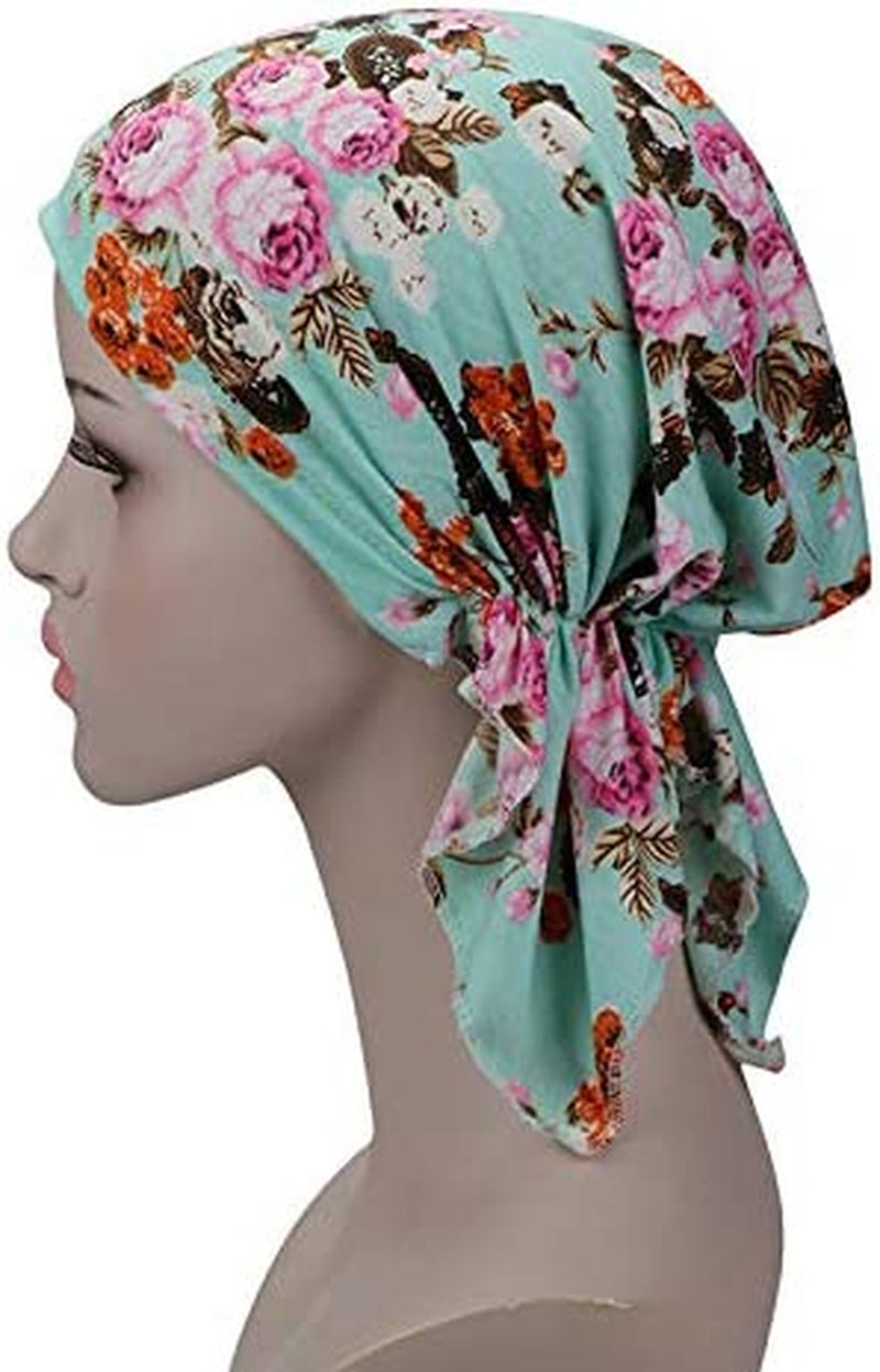 Pre Tied Chemo Head Scarf 3 Packed Beanie Skull Cover Cap for Women (Set6-Long Style) Apparel & Accessories > Clothing Accessories > Bandanas & Headties Qovelly   