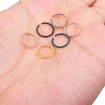 Stainless Steel Twist Nose Rings Hoop Tragus Cartilage Helix Ring Lip Septum Fake Piercing Jewelry Braided Ear Clips Body Accessories(Silver) Apparel & Accessories > Jewelry > Rings Generic   
