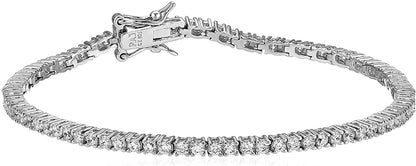 Essentials Plated Sterling Silver round Cut Cubic Zirconia Tennis Bracelet Apparel & Accessories > Jewelry > Bracelets KYLIE MAX Sterling Silver 2mm 7" length