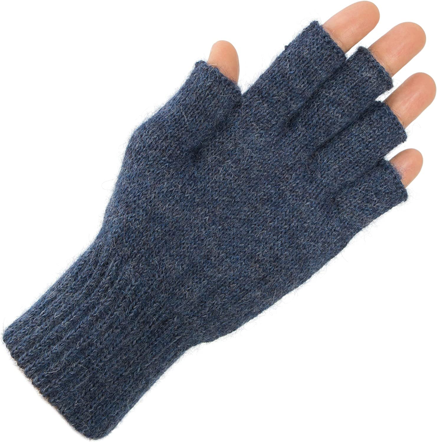 Darn Warm Alpaca Fingerless Gloves (90% Alpaca) Apparel & Accessories > Clothing Accessories > Gloves & Mittens AndeanSun Steel Blue Heather Medium 