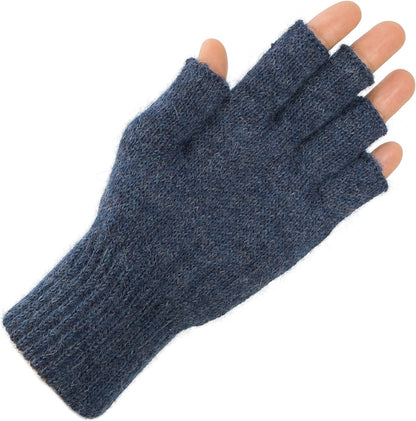 Darn Warm Alpaca Fingerless Gloves (90% Alpaca) Apparel & Accessories > Clothing Accessories > Gloves & Mittens AndeanSun Steel Blue Heather Medium 