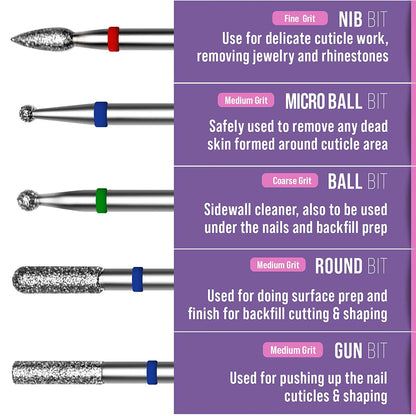 Elle Breeze 10 Pcs Diamond Nail Drill Bits Set for Acrylic Nail Professional Cuticle Drill Bit Manicure Tool for Home Salon Spa Health & Beauty > Personal Care > Cosmetics > Cosmetic Tools > Nail Tools Elle Breeze   
