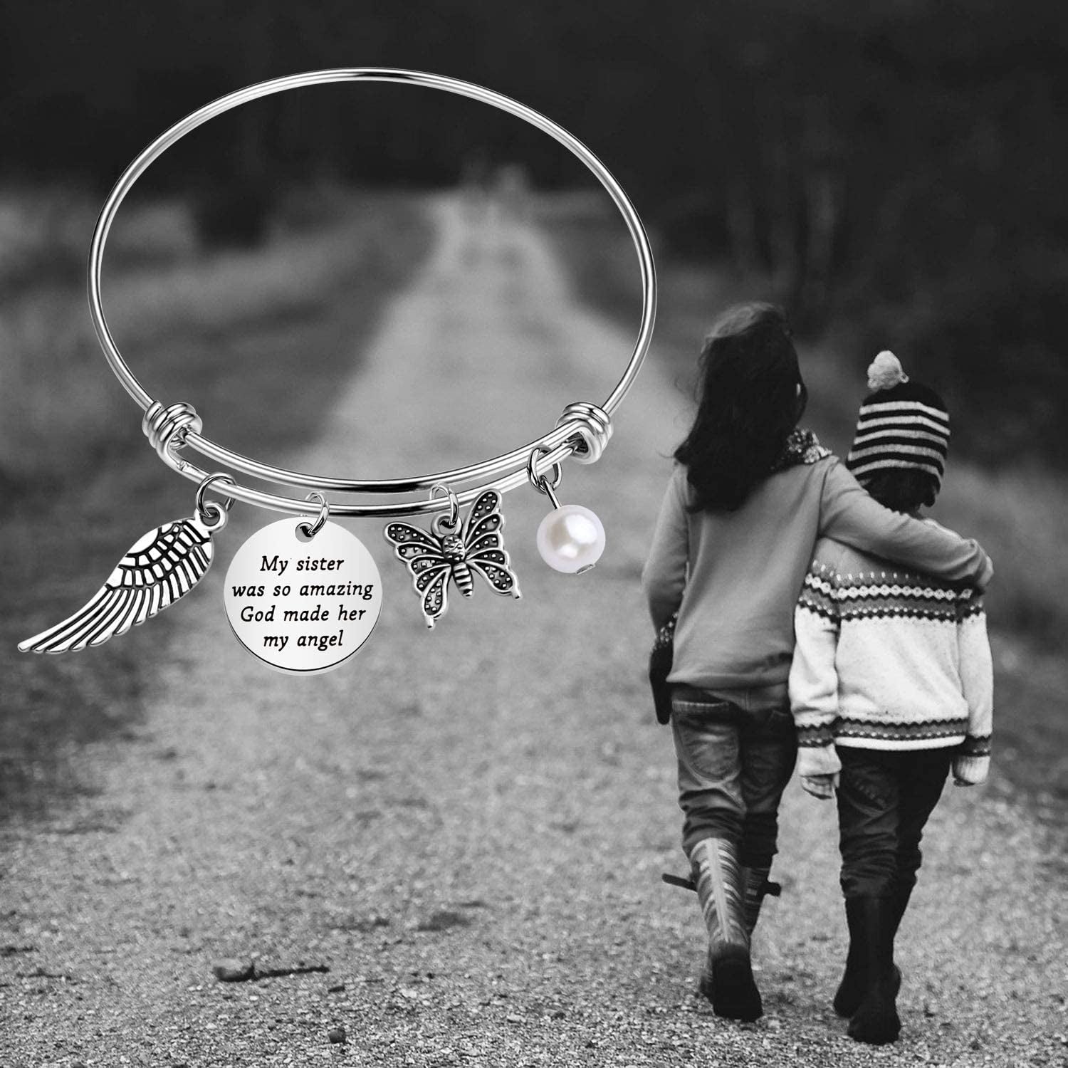 CYTING Sister Memorial Bracelet My Sister Was so Amazing God Made Her My Angel in Memory of Sister Remembrance Jewelry Loss of Sister Sympathy Gift Apparel & Accessories > Jewelry > Bracelets CYTING   