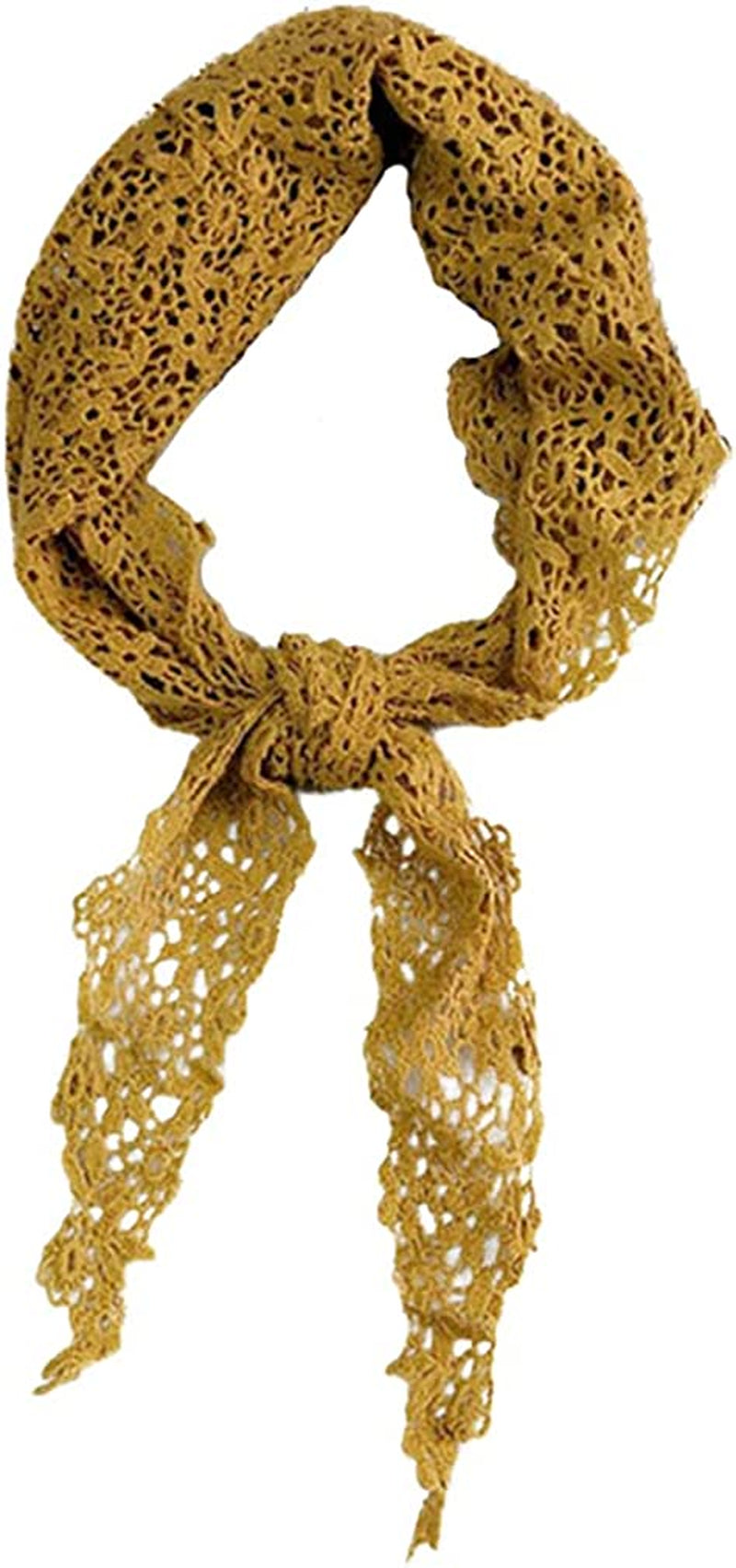 GERINLY Elegant Lace Crochet Neck Scarf Solid Color Triangle Shoulder Wrap for Women Apparel & Accessories > Clothing Accessories > Headwear GERINLY Yellow  