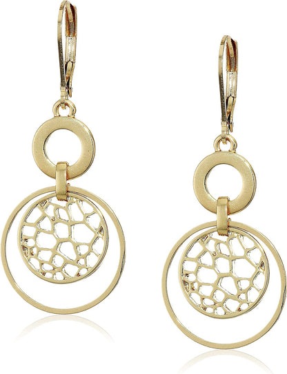 Nine West Classics Apparel & Accessories > Jewelry > Earrings KYLIE MAX Gold OPEN WORK DBL DROP 