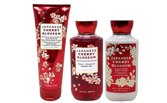 Japanese Cherry Blossom Gift Set - 3 Piece Bath and Body Works Gift Set - Japanese Cherry Blossom Lotion + Ultra Shea Triple Moisture Cream + Shower Gel Health & Beauty > Personal Care > Cosmetics > Bath & Body Bath & Body Works   