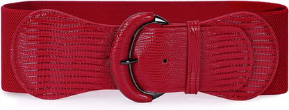 JASGOOD Women Stretchy Wide Waist Belt for Dress Ladies Elastic Belt Hook Buckle Apparel & Accessories > Clothing Accessories > Belts KYLIE MAX J-red Suit for size 26"-30" 