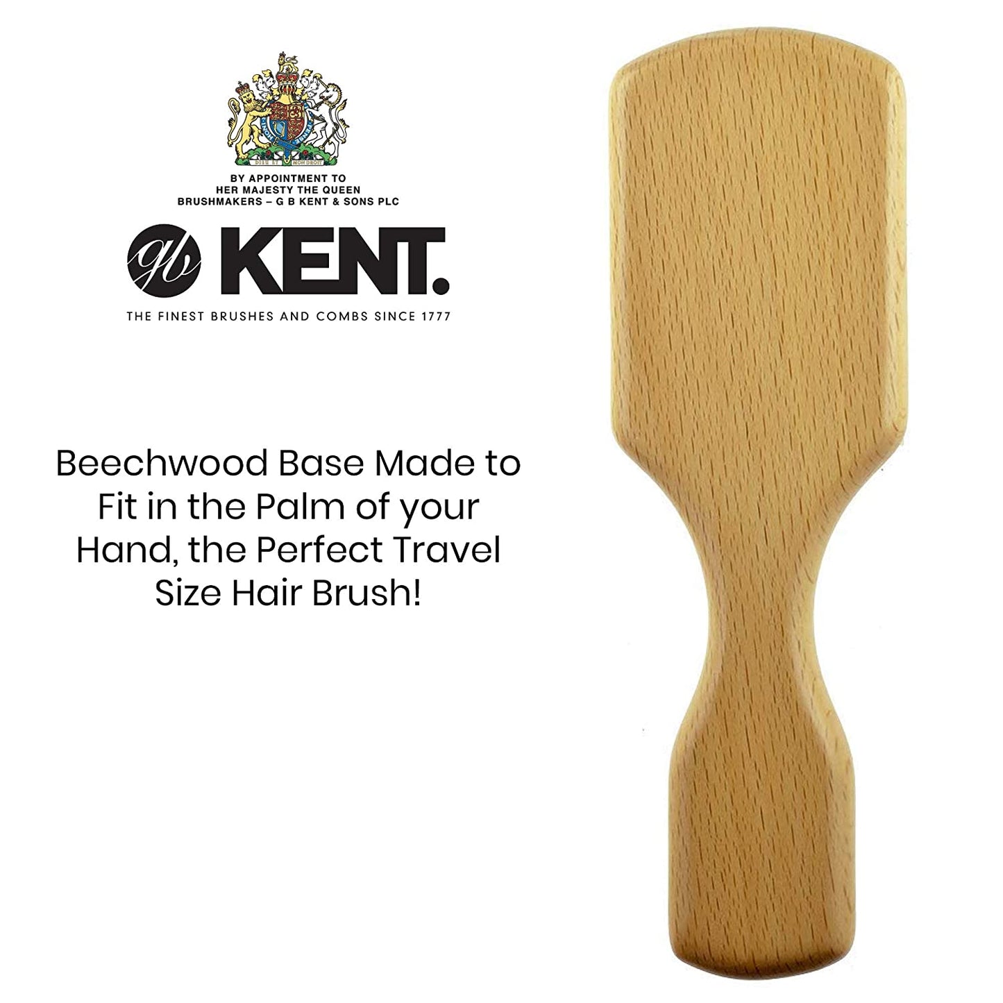 Kent OG4 Rectangular Club Beech Wood Pure White Bristle Gentleman'S Hair Brush - Medium / Thickness Hair Health & Beauty > Personal Care > Hair Care KENT   